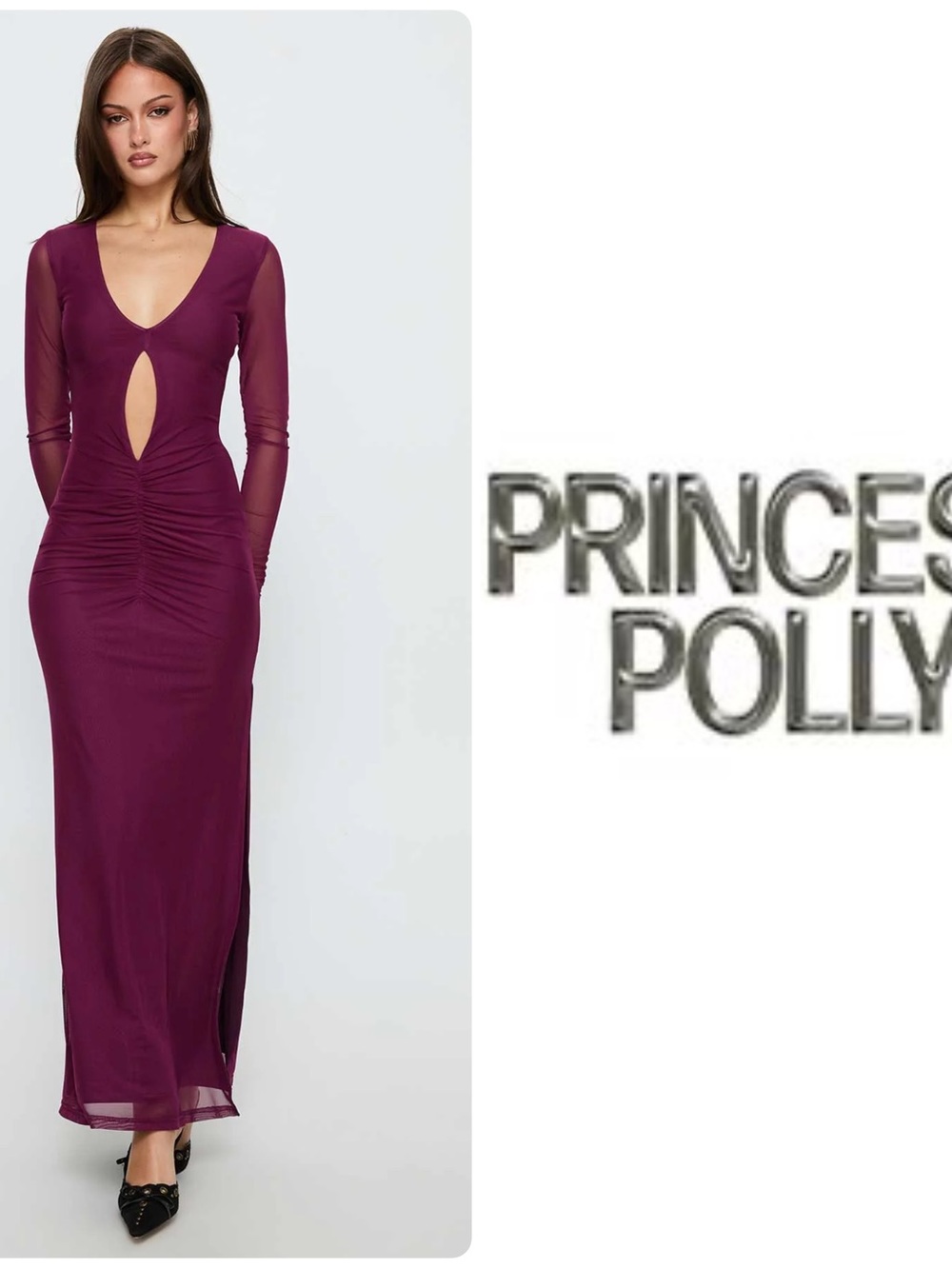 ‼️WOW‼️Princess Polly Plum Long Sleeve Keyhole Maxi Dress‼️💕